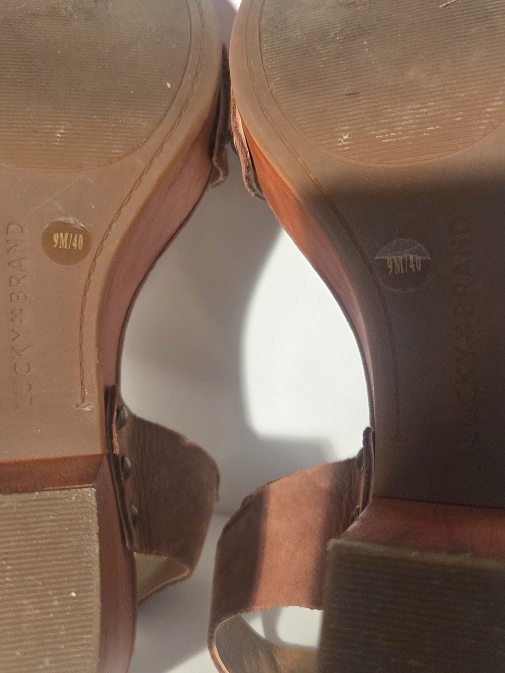 Lucky Brand Brown Suede Wooden Platform Sandals - Women's Size 9M - Picture 3 of 14
